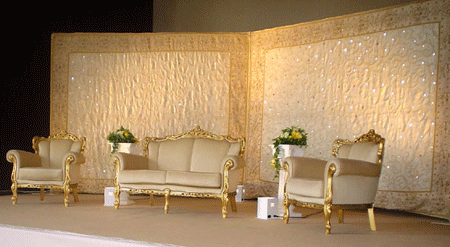 Elegant white and  golden marriage stage