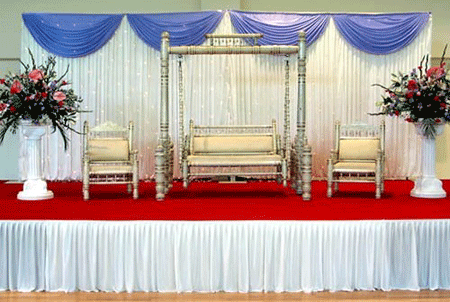 Simple and elegant white and blue stage