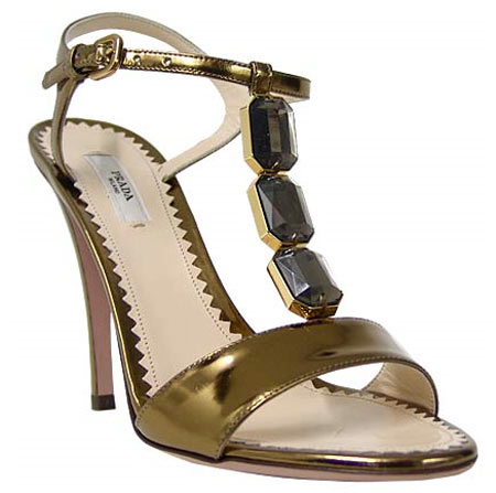 Golden high heel sandal