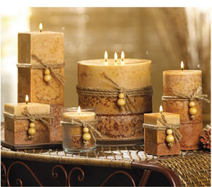 Decorated brown candles