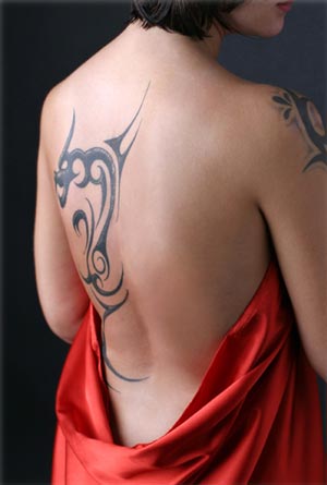 Tattoo on left hand side of your back