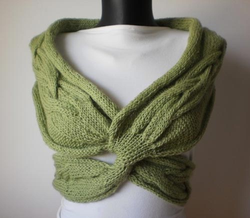 Green Bolero Jacket With Knot Style Tieing