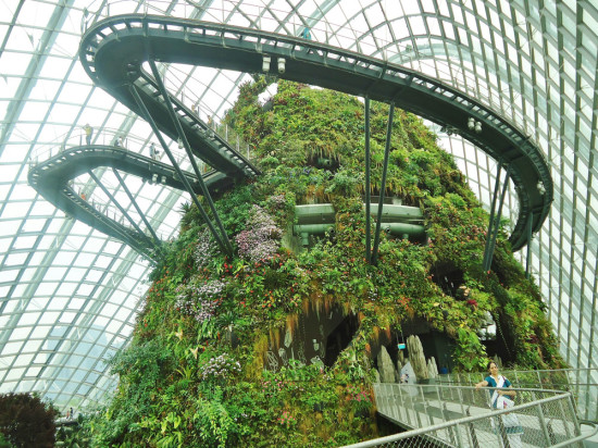 Circular path for descending the Cloud Mountain                                                                at the Gardens by the Bay, Singapore