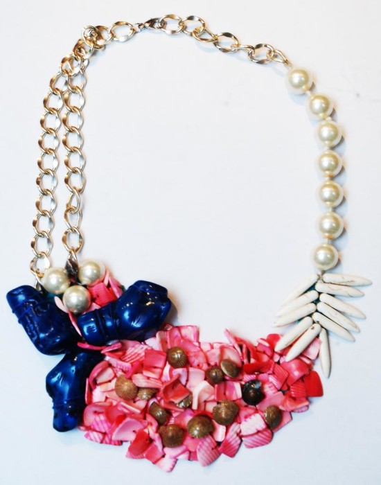 coral and pearl statement necklace