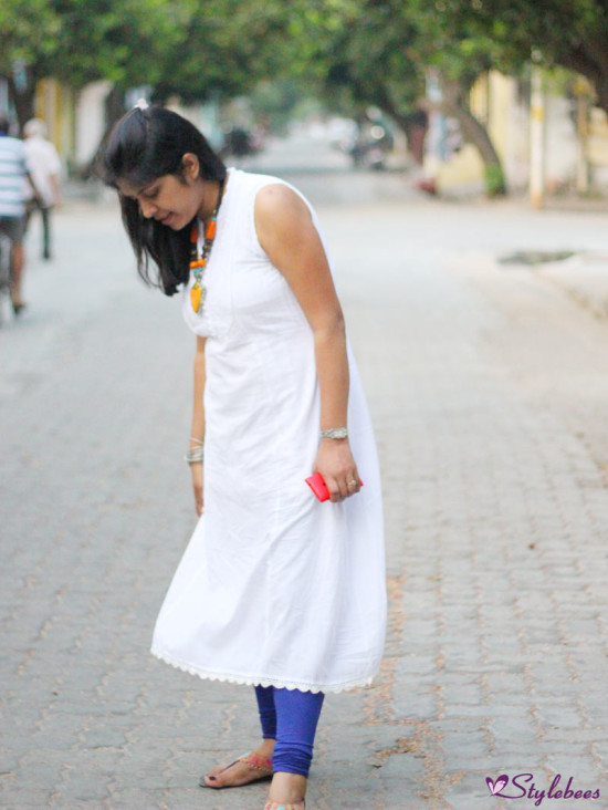 white kurta with blue legging