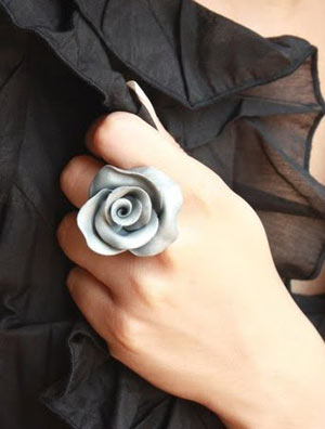 statement ring made with clay