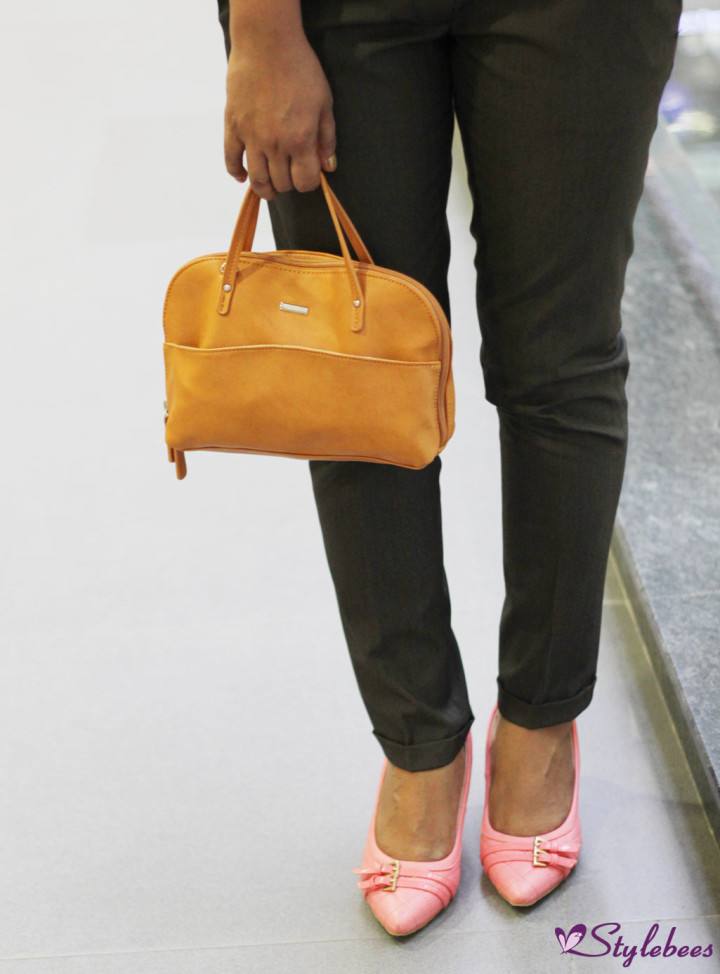 Pink Lavie shoes and brown lavie handbag
