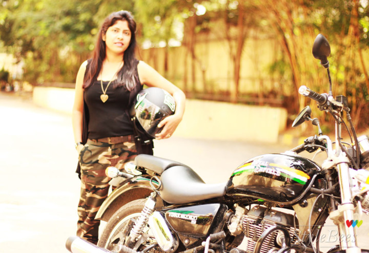 Biker girl styling with Royal Enfield
