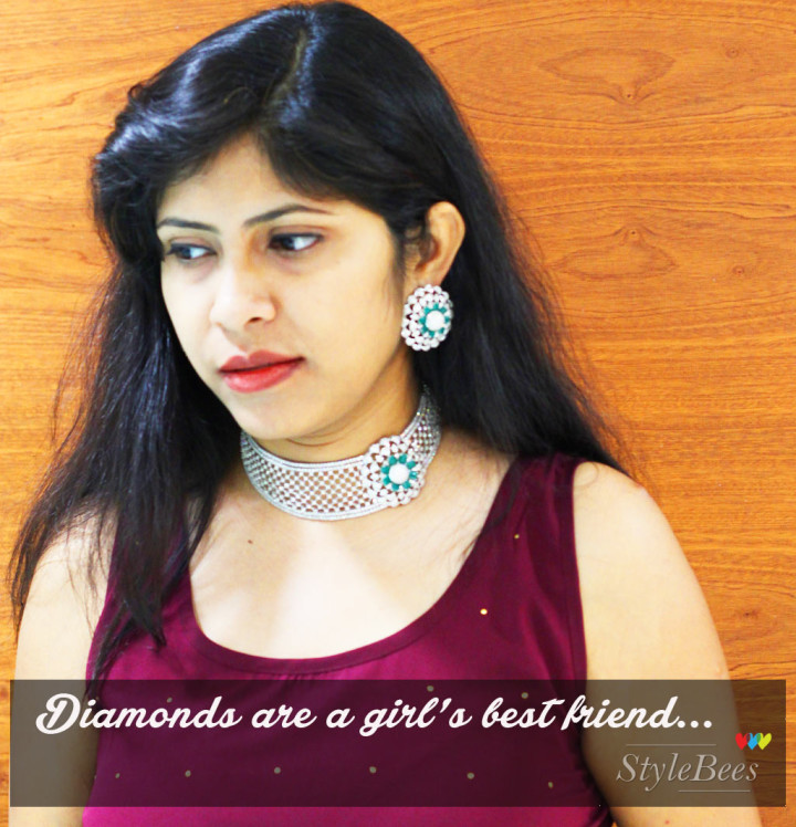 Diamond and emerald choker necklace at Abaran Jewellers Bangalore 1