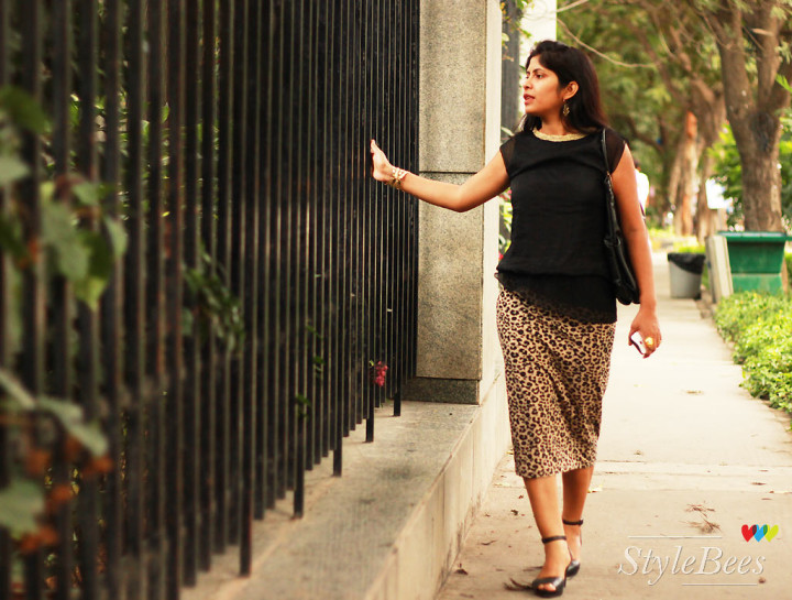 Semi formal wear in skirt and black top
