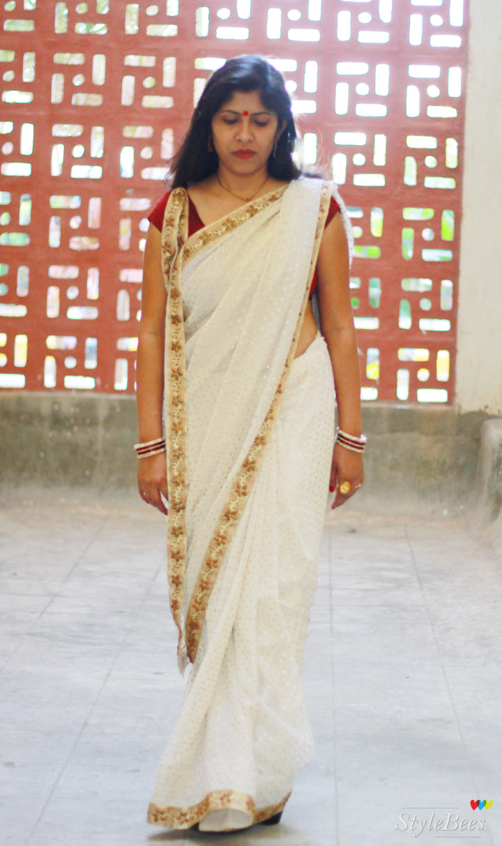 Bengali style saree tying