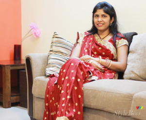 Red and golden saree