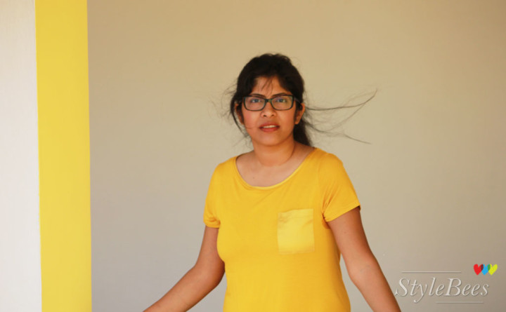 Marks & spencer yellow top with vogue eyewear