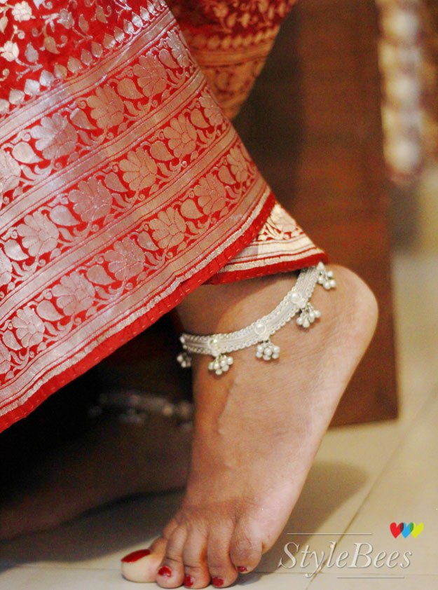 bridal Silver anklet/paajeb for karva chauth
