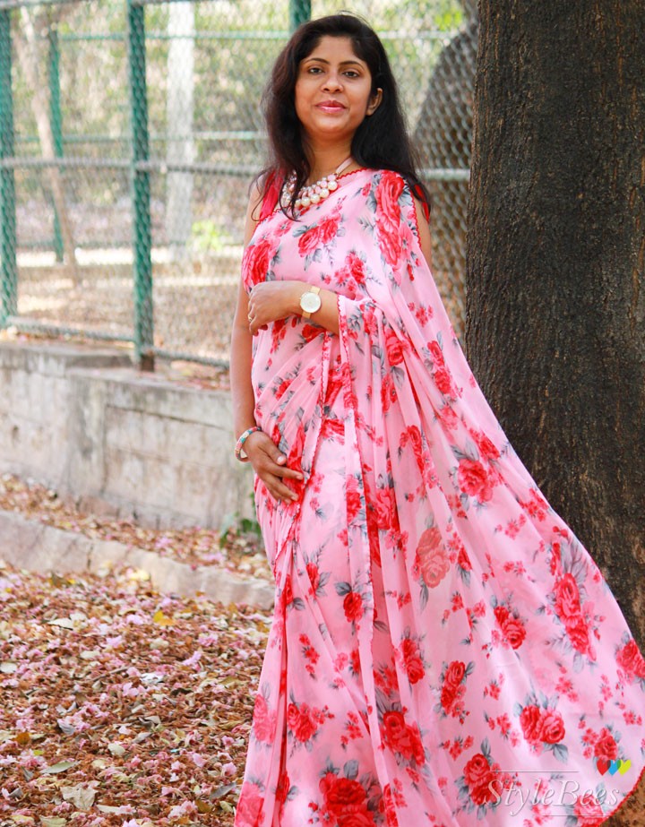 Printed chiffon saree for summer day