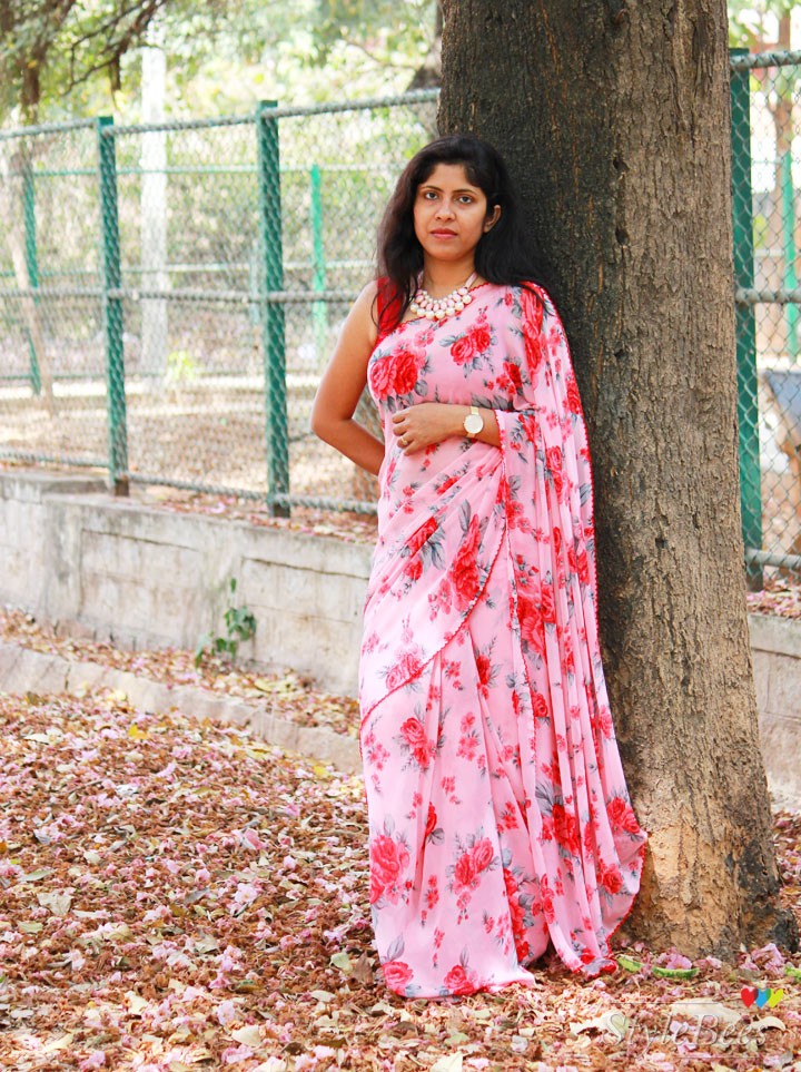 Pink Printed casual wear saree
